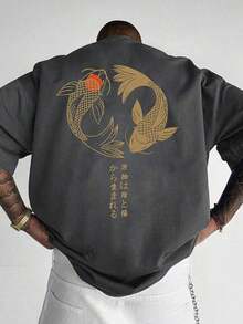 Men's Fashionable Printed Loose Short Sleeve T-Shirt |   Exquisite Design |   Essential For Summer |   Easy To Match, Showcases Your Style - 深灰色 2 - 查看 8