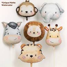 1/6pcs Giant Animal Foil Balloon 3D Lion Monkey Giraffe Floating Balloon For Birthday Party Decorations Gift, Graduation Decorations Garden Decorations, Room Decor, Summer Holiday Party Decoration - Watercolor Animal Heads - View 3