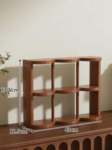 简约竹制九格桌面杯架收纳架中世纪风格家庭办公桌面多层储物架厨房用品家用收纳架 - 彩色 - 查看 8