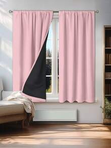 1 件 100% 遮光涂层纯色窗帘，带杆袋隔热窗帘，适用于客厅、卧室、育儿室、门和衣柜