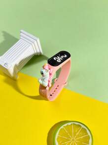 Set de 5 relojes digitales LED con diseño de unicornio colorido para niños, accesorio minimalista elegante y lindo con correa de goma, adecuado para niñas, estudiantes de primaria y secundaria, reloj deportivo LED tipo pulsera, regalo ideal para amigos en fiestas y cumpleaños