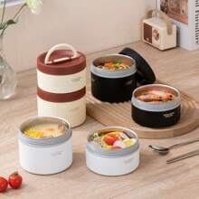 Cutie de prânz Bento din oțel inoxidabil cu 4 straturi, capacitate mare, cu capac și geantă, recipient încălzitor potrivit pentru cuptorul cu microunde, 1 set cutie de prânz termică reutilizabilă, etanșă, pentru adulți/studenți/angajați la birou/picnicuri și camping, potrivită pentru supă/mâncare/fructe