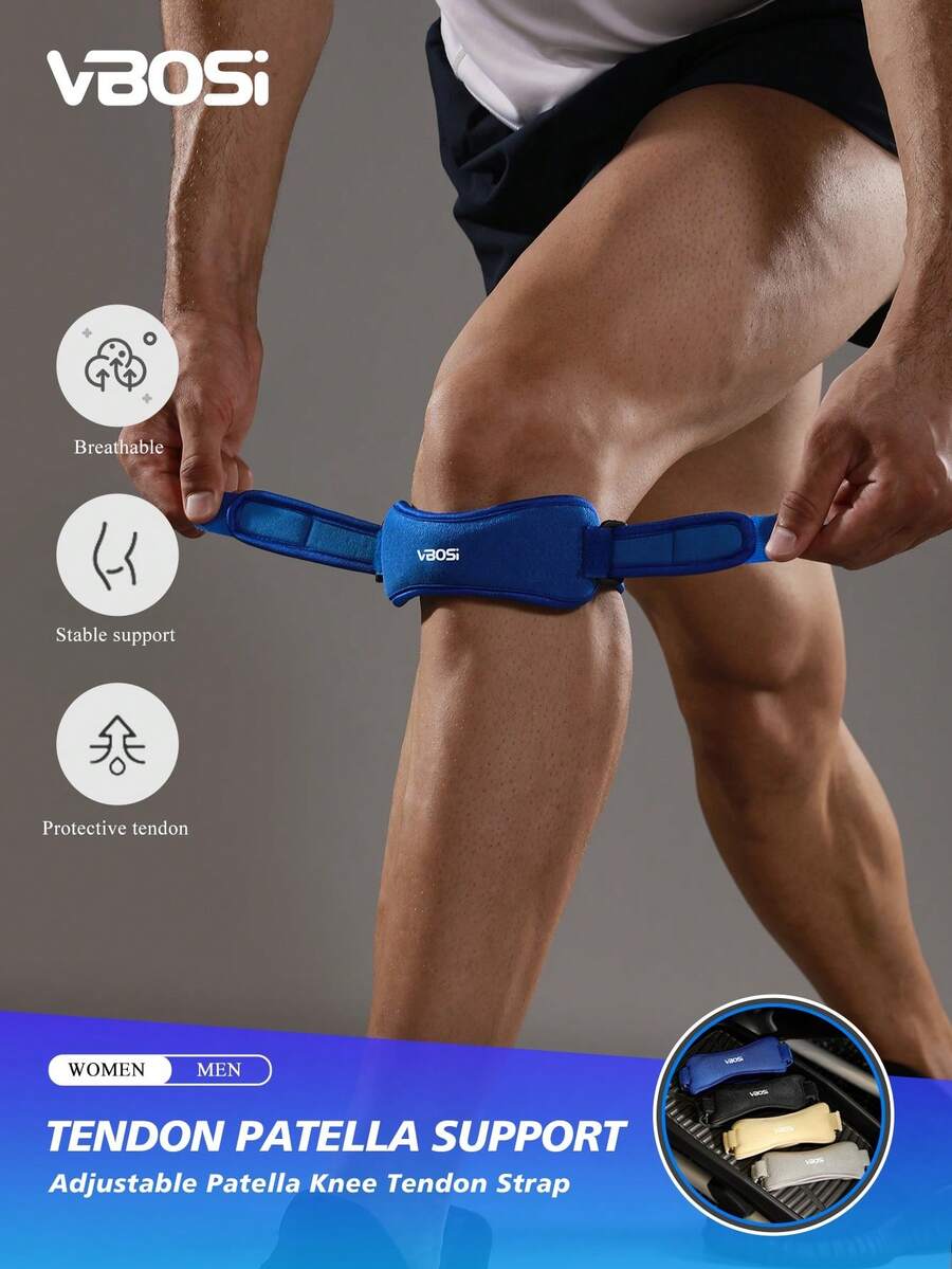 VBOSI Adjustable Patella Knee Strap - One Size Fits All, Provides Tendon Support For Running, Cycling And Basketball - Multicolor - View 1