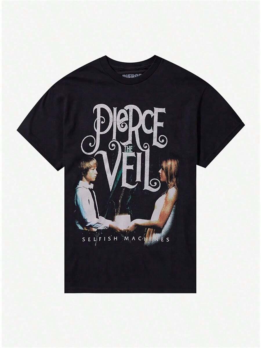 The Veil Selfish Machines T-ShirtPrint-Black 794g New Arrived Pure Cotton Suitable For Birthday Parties Daily Commuting T-Shirt Suitable For Giving Gifts To Family Membersgraphic Tees Men Shirts Streetwear White Shirt Black Shirt - 黑色 - 查看 1