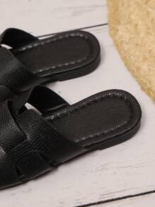 1 Par de Sandálias Planas Brancas para Crianças Pequenas/Meninas Pequenas, Plus Size, Sandálias Romanas de Estilo Luxuoso e Fofo com Tira de PU Lisa e Bico Redondo, Adequada para Uso Diário Casual, Festa e Viagem de Meninas de 3 a 15 Anos, Primavera/Verão 2025, Recomenda-se Encomendar um Tamanho Acima