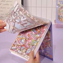 20 张迷你可爱小镇 3D 贴纸 + 20 张场景纸板，微型景观贴纸书手工场景贴纸学校用品，返校 - 彩色 - 查看 3