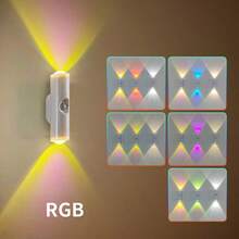 1 Stück Regenbogen Farbverlauf LED Nachtlicht mit Berührungssensor - Farbige Ambiente Beleuchtung für Zuhause, Büro oder Party Dekoration, USB aufladbar, dimmbar, 5m Reichweite, geeignet für Kleiderschrank, Eingang, Flur, Balkon, Leselampe, Party Beleuchtung | Regenbogen Effekt | USB aufladbares Licht