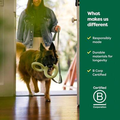 Earth Ratings Large Green Natural Rubber Tug Of War Toy - Ergonomic Handles, Suitable For Adult And Puppy, Interactive Outdoor Tug Toy, Outdoor Play Toy | Natural Rubber Toy | Durable Dog Toy, Dog Tug Of War Toy