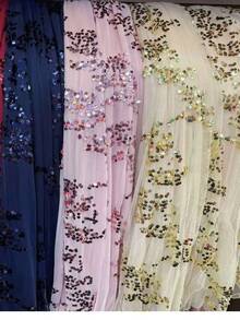 New Elegant Party Tulle Skirt With Rhinestones - Navy Blue - View 3