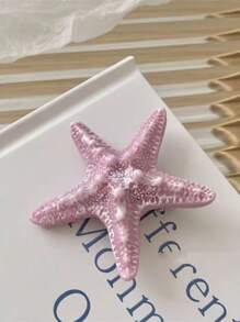 1 Stück Strandurlaubsfrisur Meerjungfrau Prinzessin Muschel & Seestern Haarclip, realistischer Seestern Haarspange, Klammer Seitenpony Haaraccessoire, Urlaubsstil Haarclip für Mädchen