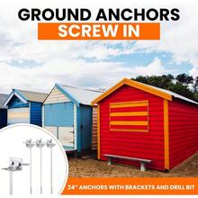 Ground Anchors Screw In 24 Set Of 46 8 With Brackets And Drill Bit Earth Anchors Mobile Home Anchors Storage Shed Anchor Kit Swing Set Anchors For Metal Swing Set Playset Anchors Ties - 4X24" - View 2