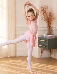 Girls Ruffle Sleeve Ballet Dance Dress Tutu Skirted Leotard