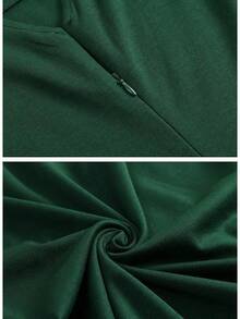 Women's Semi-Formal Ruffle Sleeve V-Back Work Fit And Flare Cocktail Knee Length Dress With Pockets, 2025 Style - 墨綠色 - 查看 5