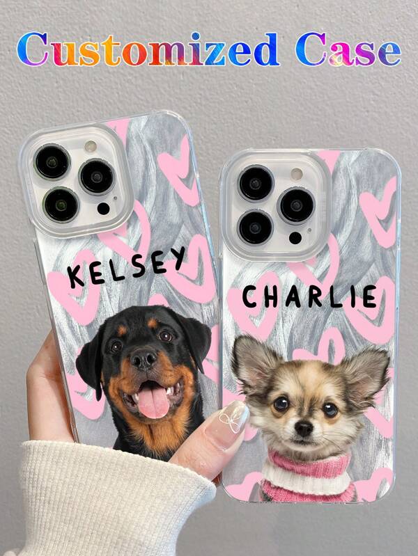 Funda personalizada para teléfono móvil con foto de mascota perro/gato con diseño de corazón, frase de bendición con texto de letras coloridas, retrato personalizado con nombre para 11 12 13 14 15 16 Pro Max, S23 S24 S25 Ultra 5G, A13 A14 A15 A16 A33 A34 A35 A55 A56