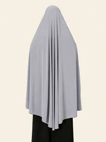 1 buc Eșarfă musulmană fără mâneci, culoare solidă, mărime plus, pentru femei, eșarfă hijab cu acoperire completă instantanee, design de acoperire a bărbiei, potrivită pentru asortare zilnică, Al-Amira, Khimar, Jilbab, toate anotimpurile