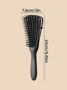 1pc Detangling Brush For Curly Or Straight Hair, Afro 3/4abc Texture, Hair Accessories - Black - View 9