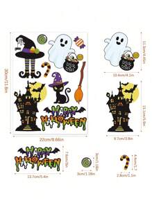 Halloween Cartoon Witch Castle Wall Stickers, PVC Waterproof Wall Decals For Room, Window, Wall Decoration Home Party Classroom Office Room Decor Personalised Stickers Halloween Decor Home Decor Fall Decor