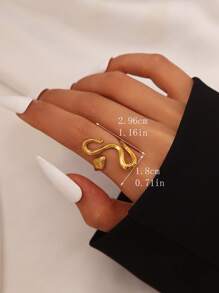1 Stück Edelstahl minimalistische, übertriebene verstellbare Schlangen-Ring, geeignet für den täglichen Gebrauch von Frauen