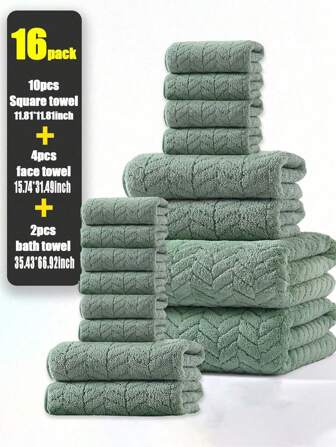 16pcs Set Or 2pcs Set Or 1pc Coral Fleece Diamond Pattern Textured Towel, Soft, Absorbent, Non-Shedding (Lightweight, Thin) Convenient Towel Set, Jacquard Weave Hair Towel, Hand Towel, Household Bathroom Set, Face & Bath Towels, Bathroom Accessories Back To School For Beauty Salon Home Bathroom Shower Towels For Beauty Salon, Hotel Sports,Home Essentials, Towel, Skin Care