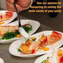 KUAOOAUK 6-teiliges Servierbesteck-Set, inklusive 3 Servierlöffeln mit Schlitzen und 3 Servierlöffeln aus Edelstahl, hochglanzpoliert, spülmaschinenfest