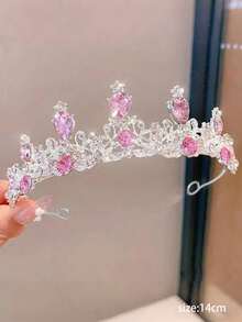 1pc Fashionable & Elegant Alloy Princess Crown, Suitable For Women Wedding Party Performance Hair Accessories