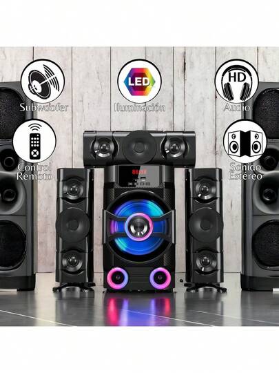 D&M DM-L3,bocinas de bluetooth Grandes,estereo para casa,decoración de cuarto LED color lámpara,60W alta potencia altavoz set,3 bocina,con mando a distancia,canal 3.1,Sonido 3D,inteligente bocina bluetooth Altavoces estéreo con estilo, 38Hz, AC110V, USB, SD, Radio FM, BT, AUX, altavoces con cable, sistema de sonido, música en miniatura, festivales de música, fiesta bocina,para ver películas, karaoke,escuchar canciones, ver partidos de fútbol