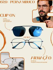 Men's Eyeglass Frames For Degree Rectangular 2 In 1 Breaking Bad Rounded Comfortable And Lightweight Stylish In Resistant Metal - Black - View 5