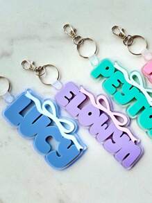 Bow Backpack Tag, Bag Name Charm, School Nametag, Lunch Bag Tag, Girls Backpack Name Tag, Preschool Keychain, Diaper Bag Tag, Multi-Functional, Ornamental, Letter, Stylish, Modern, Colorful, Cute, Adorable, Casual, Custom, Personalised, Unique, Customized, Ideal Gifts For Him, Ideal Gifts For Her