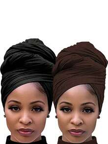 1/2pcs Head Wraps For Women Large Headband Turban Scarf For Black Hair Band African Stretch Jersey Turban Hair Band - Scarf - View 12