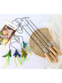 4 estilos de varitas de juguete para gatos con mango de madera ajustable, productos interactivos para mascotas, resistentes a rasguños y mordeduras