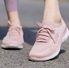 Skechers 女士网眼透气步行鞋，舒适防滑低帮休闲运动鞋 - 玫瑰紅 - 查看 2