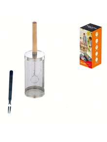 3 件便携式不锈钢烧烤炉，防烧设计（烧烤笼+烧烤叉+挂钩）烧烤工具套装，便携式户外烧烤必备，圆形坑式烹饪笼，烧烤露营烧烤配件，烧烤必备工具，带盖户外烧烤篮，适用于露营和户外烧烤，父亲节、圣诞节、万圣节和暑假必备物品 - 彩色 - 查看 16