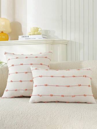 1pc Bohemian Farmhouse Style Decorative Pillow Case, Neutral Colored Pillow Cover Suitable For Sofa, Bed, Throw Pillow