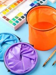 Collapsible Water Bucket, Collapsible Bucket With Handle, Collapsible Water Bucket For Camping,Outdoor,Fishing,Cleaning, Portable Foldable Bucket Compact Watercolor Brush Washing Buckets For Artists Beginners Convenient Space Saving Design, Beach Essentials, Beach Accessories, Pool Float - Multicolor - View 4