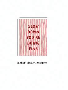 1 件优质“放慢脚步，你做得很好”印刷粉色和红色条纹时尚美学家居装饰，可爱的积极肯定语录墙壁艺术，无框帆布适用于卧室/宿舍/派对，完美的假期旅行和海滩毕业礼物，Funkyposters 墙壁印刷品（励志装饰、绘画） - 彩色 - 查看 12