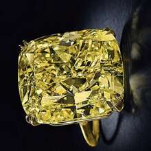 1 件奢华女士永恒戒指，14k 镀金光环设计，镶嵌闪亮黄色方晶锆石，适合女性订婚和日常时尚珠宝 - 金色 - 查看 1