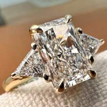 1pc Luxury Shiny Princess-Cut Cubic Zirconia 14K Gold Plated Women's Ring, Ideal For Weddings, Parties And Valentine's Day Gifts