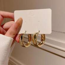 2 pares de pendientes de aro en forma de C minimalistas y geométricos de acero inoxidable, pendientes versátiles para mujeres