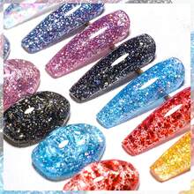 MEET ACROSS 13pcs 20ml Poly Nail Extension Gel Kit Nail Art Prolong Polygels Set Nude Pink Red Glitter Acrylic Gel With Slip Solution, Nail UV Gel Tip Form Slice Brush Kit , Nail Extension Molds, Base Gel Top Coat Manicure Kit For Summer Nails Nail Supplies - 彩色 - 查看 9