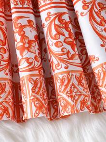 年轻女孩时尚吊带背心上衣搭配长裙套装，夏季 - 橘色 - 查看 9