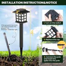 24/12 Pack Outdoor Solar Garden Lights - Ground Plug Lights Outdoor Decorative Lights With Auto On/Off Function Bright Solar Lights, Waterproof Solar Patio Patio Driveway Landscape Lights Decorative (Warm White)