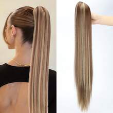 Synthetic 24Inch Long Straight Ponytail Extensions Claw Clip On Pony Tail Hair Piece For Women Add Volume And Style To Your Hair Halloween - Multicolor - View 14