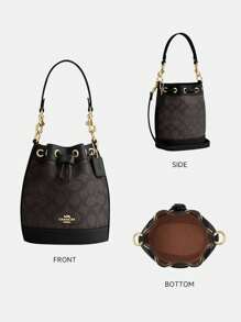 Coach Bolso de cubo de hombro, bolso cruzado para mujer, bolso de mano mini con cordón para dama, cartera de embrague
