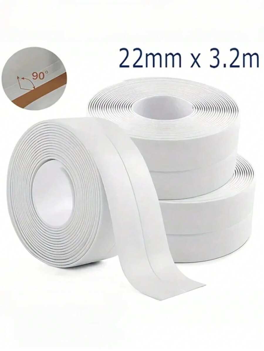 1Pc White PVC Self-Adhesive Waterproof Sealing Tape,For Bathrooms And Kitchens, Leak-Proof Wall Sticker,For Showers, Sinks And Countertops, Shower Sealant Tape,Ceramic Surface Protection With Easy Application Tape