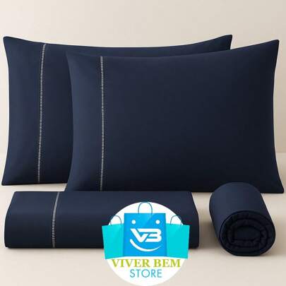 Jogo de Lençol 400 fios micropercal Ponto Palito