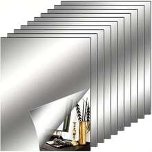 10 片自粘柔性镜面亚克力墙贴，自粘装饰塑料镜子瓷砖非玻璃镜面贴纸，适用于餐桌中心装饰婚礼，家居背景墙衣柜储物柜装饰矩形镜子装饰托盘，化妆，便宜，房间装饰，梳妆台，旅行，卧室，化妆配件，镜子，梳妆镜 - 彩色 - 查看 1