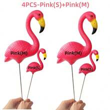 2PCS Pink Small Flamingo Garden Stake Lawn Yard Ornament Flamingo Garden Statue Red Flamingo Garden Yard Decor For Sidewalks Tropical Party - Multicolor - View 13