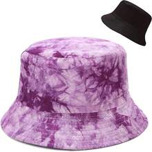 Reversible Bucket Hat For Women, Cute Beach Fisherman Style - Tie Dye Purple - View 1