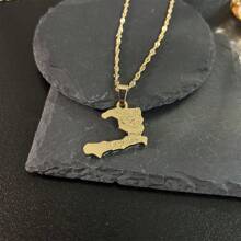 1pc Haiti Map Necklace Pendants For Women Girls,Gold Color Ayiti Jewelry Map Of Haiti