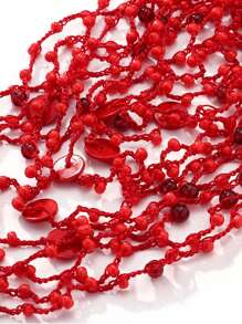 Colar vermelho com várias camadas de crochê ZAA, um colar de crochê moderno, usado em feriados, boêmio, com contas de arroz na cor coral, colar longo com babador, corrente exagerada de clavícula empilhada com várias camadas